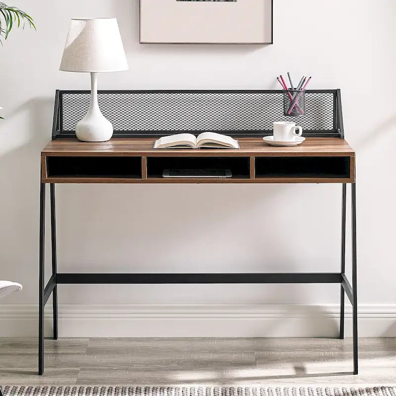 Industrial Writing Desk with Mesh Back - 42 Wide