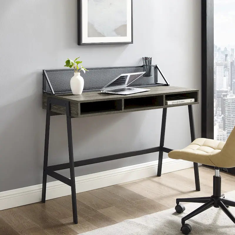 Industrial Writing Desk with Mesh Back - 42 Wide