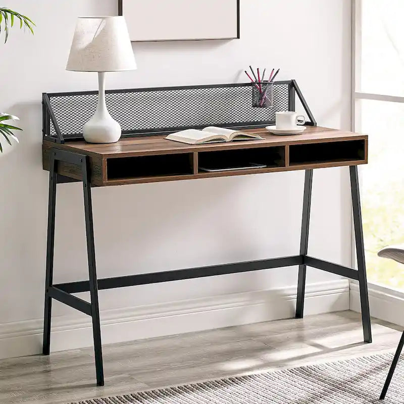 Industrial Writing Desk with Mesh Back - 42 Wide