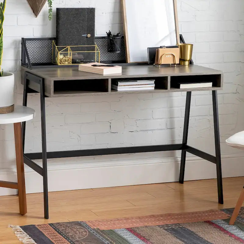 Industrial Writing Desk with Mesh Back - 42 Wide