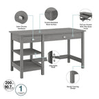 Espresso Oak / Modern Gray / Classic Black – 54" Single-User Computer Desk with Shelves & Drawers