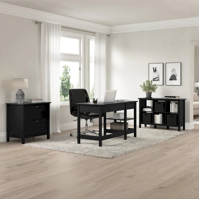 Espresso Oak / Modern Gray / Classic Black – 54" Single-User Computer Desk with Shelves & Drawers