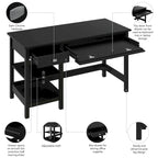Espresso Oak / Modern Gray / Classic Black – 54" Single-User Computer Desk with Shelves & Drawers