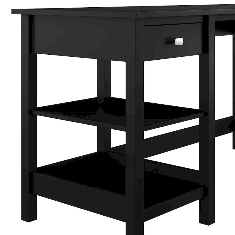 Espresso Oak / Modern Gray / Classic Black – 54" Single-User Computer Desk with Shelves & Drawers