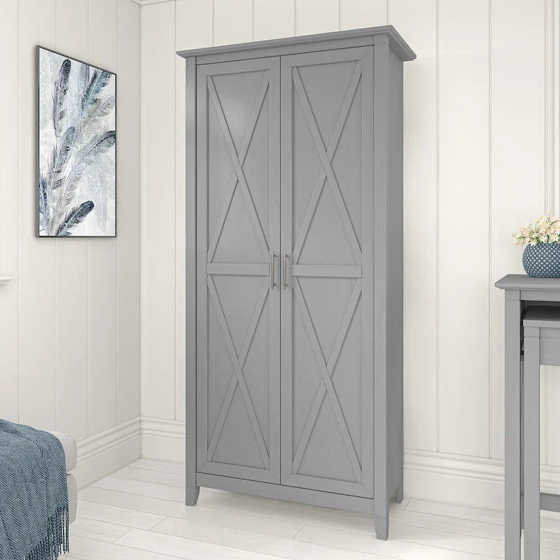 Farmhouse Tall Storage Cabinet with Doors - 5 Shelves