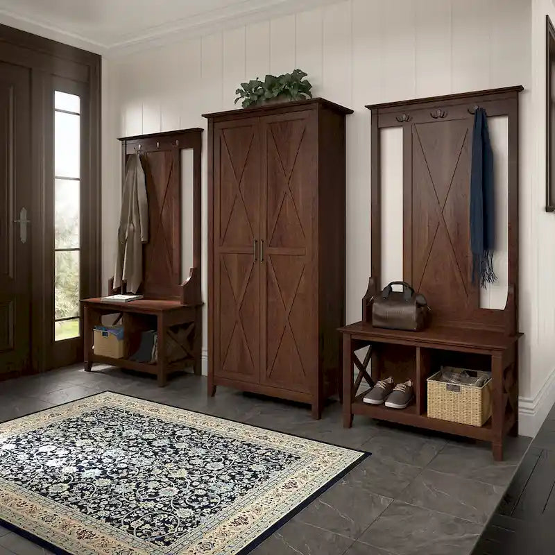 Farmhouse Style Tall Storage Cabinet with 2 Doors & 5 Shelves – Multiple Colors