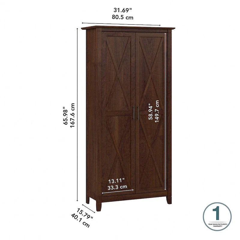 Farmhouse Style Tall Storage Cabinet with 2 Doors & 5 Shelves – Multiple Colors