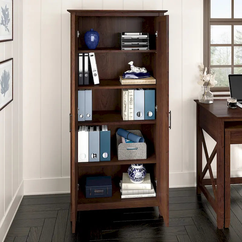 Farmhouse Style Tall Storage Cabinet with 2 Doors & 5 Shelves – Multiple Colors