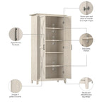 Farmhouse Style Tall Storage Cabinet with 2 Doors & 5 Shelves – Multiple Colors