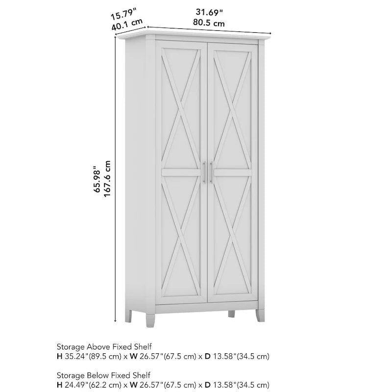 Farmhouse Style Tall Storage Cabinet with 2 Doors & 5 Shelves – Multiple Colors