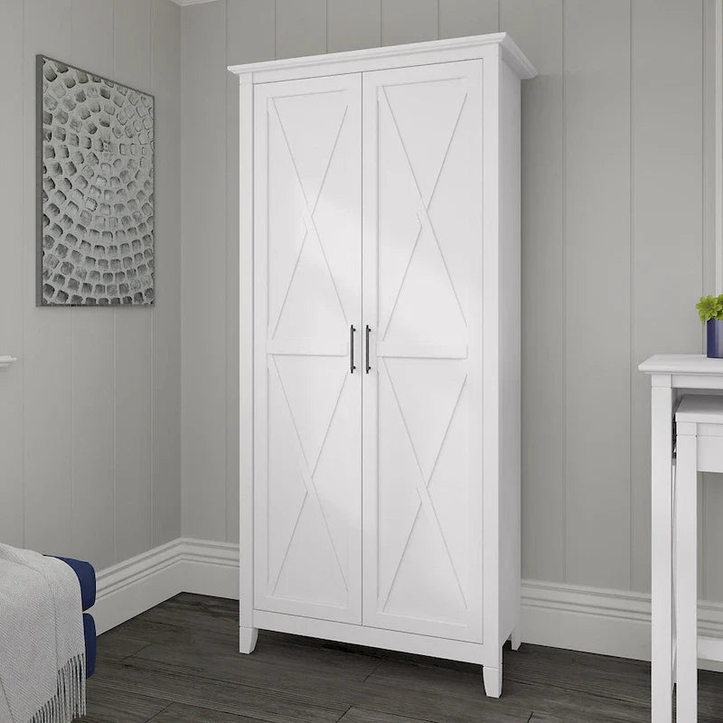 Farmhouse Style Tall Storage Cabinet with 2 Doors & 5 Shelves – Multiple Colors