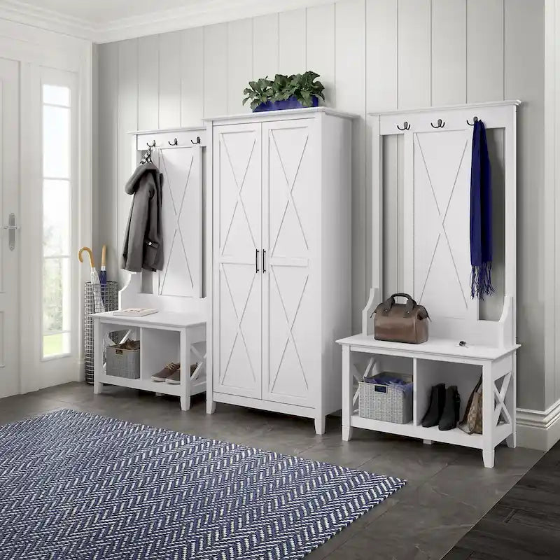 Farmhouse Style Tall Storage Cabinet with 2 Doors & 5 Shelves – Multiple Colors