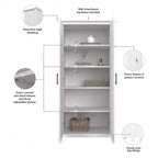 Farmhouse Style Tall Storage Cabinet with 2 Doors & 5 Shelves – Multiple Colors