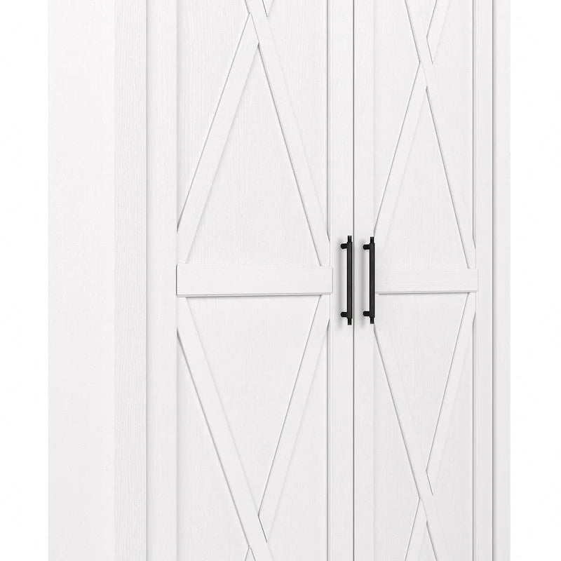 Farmhouse Style Tall Storage Cabinet with 2 Doors & 5 Shelves – Multiple Colors