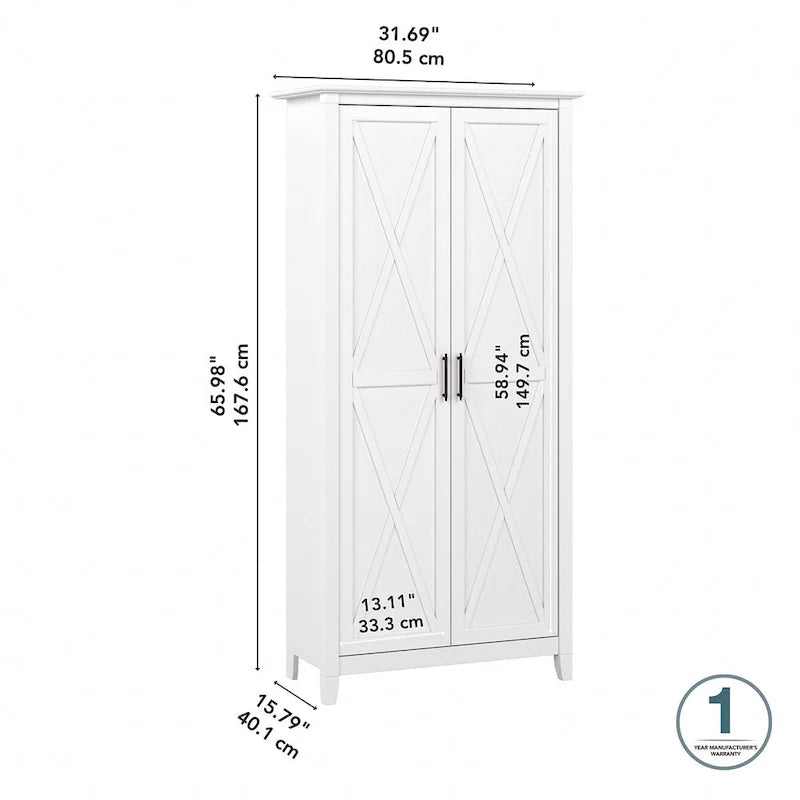Farmhouse Style Tall Storage Cabinet with 2 Doors & 5 Shelves – Multiple Colors