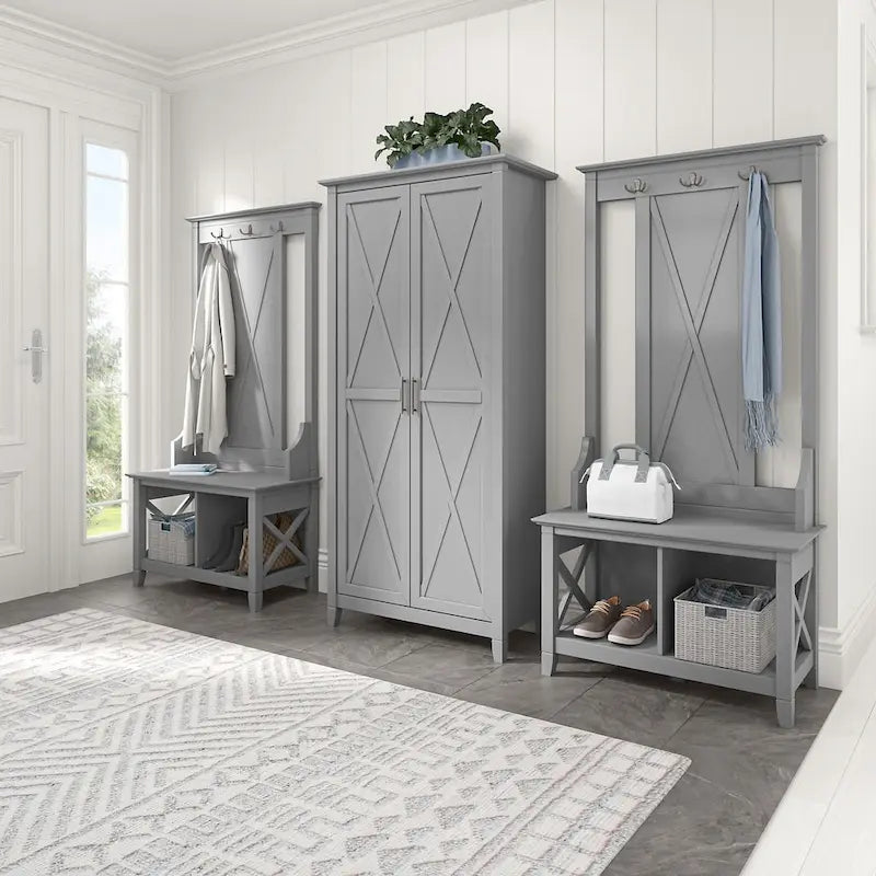 Farmhouse Style Tall Storage Cabinet with 2 Doors & 5 Shelves – Multiple Colors