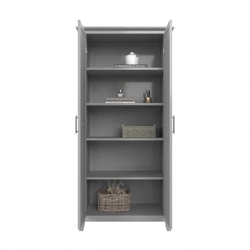 Farmhouse Style Tall Storage Cabinet with 2 Doors & 5 Shelves – Multiple Colors