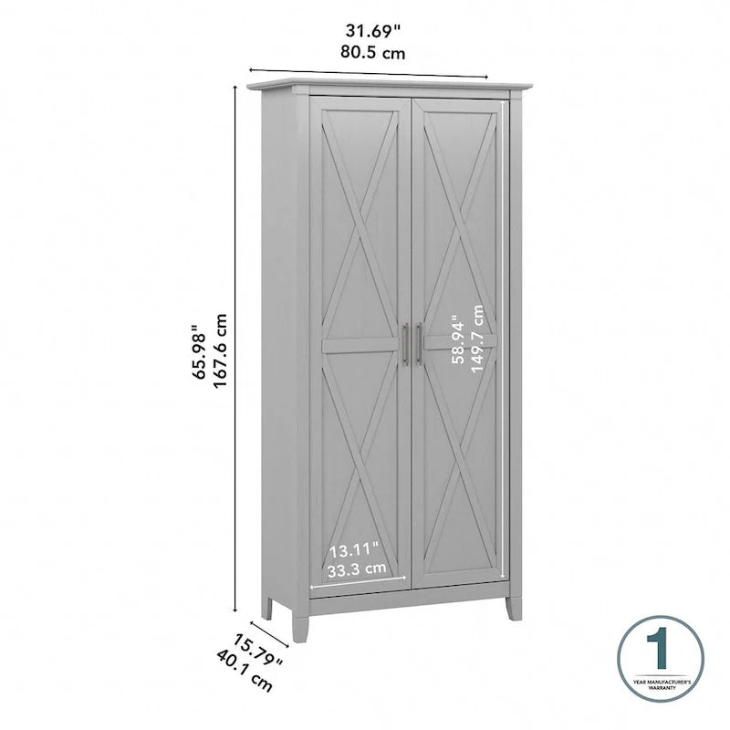 Farmhouse Style Tall Storage Cabinet with 2 Doors & 5 Shelves – Multiple Colors