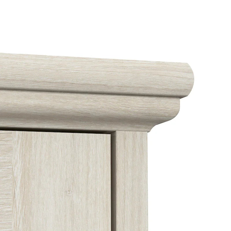 Linen White Oak Farmhouse 5-Shelf Bookcase with Glass Doors – 1 Person