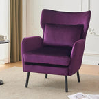 Velvet Wing Back Accent Chair - Single Seat with Pillow