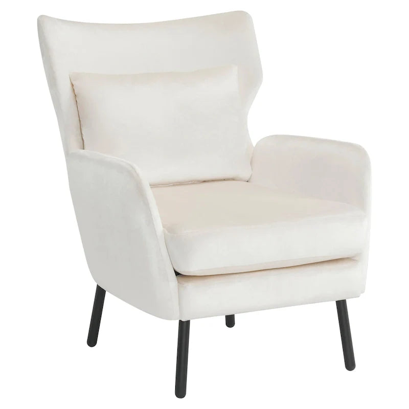 Velvet Wing Back Accent Chair - Single Seat with Pillow