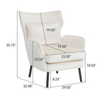 Velvet Wing Back Accent Chair - Single Seat with Pillow