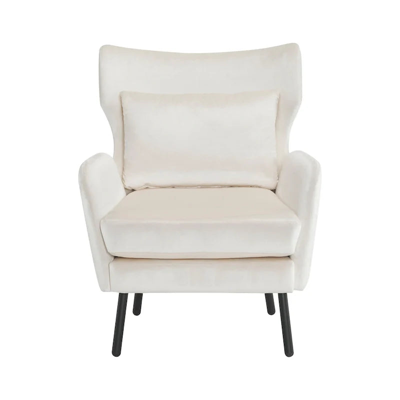 Velvet Wing Back Accent Chair - Single Seat with Pillow