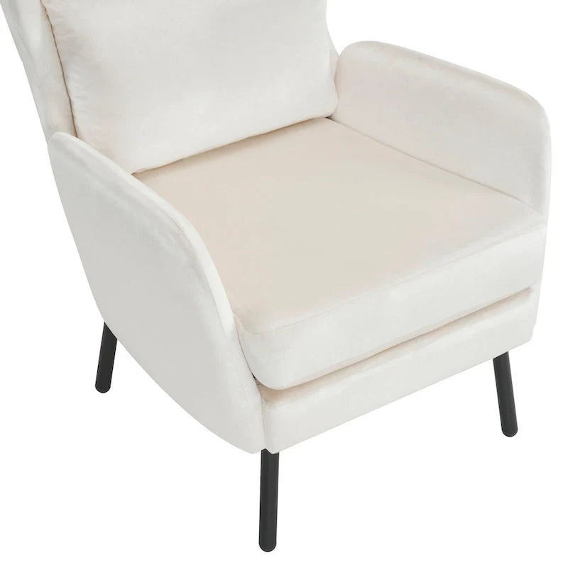 Velvet Wing Back Accent Chair - Single Seat with Pillow