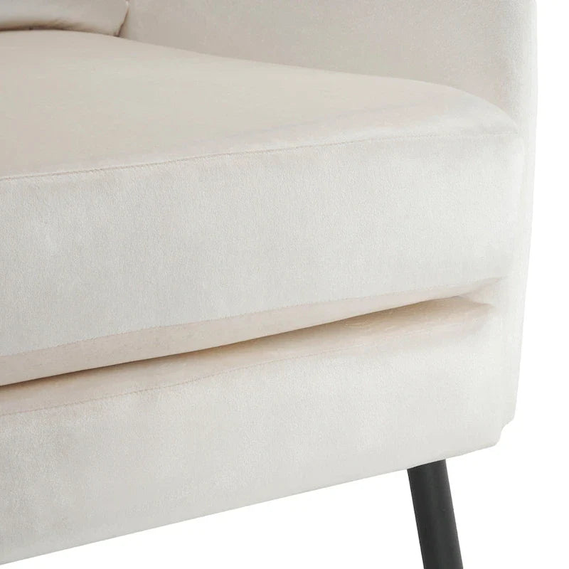 Velvet Wing Back Accent Chair - Single Seat with Pillow