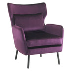 Velvet Wing Back Accent Chair - Single Seat with Pillow