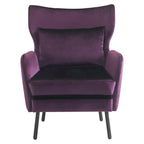 Velvet Wing Back Accent Chair - Single Seat with Pillow