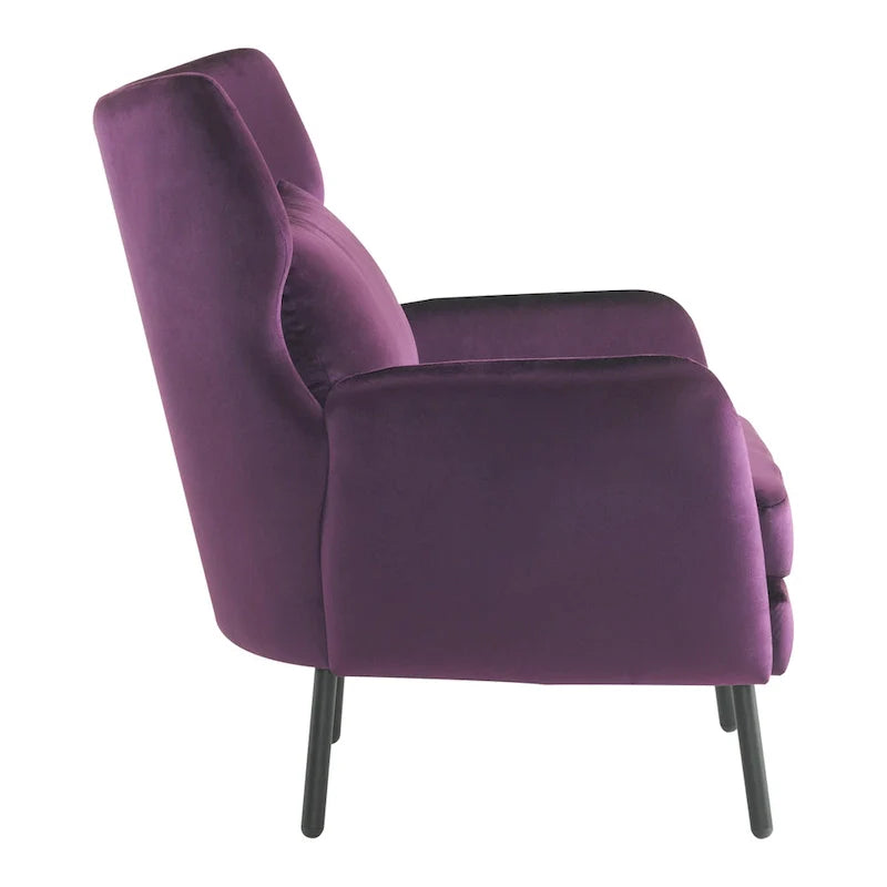Velvet Wing Back Accent Chair - Single Seat with Pillow