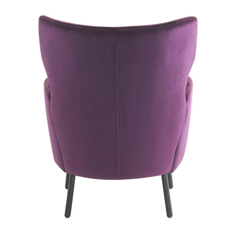Velvet Wing Back Accent Chair - Single Seat with Pillow