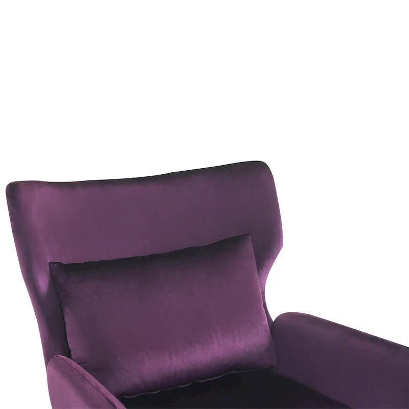 Velvet Wing Back Accent Chair - Single Seat with Pillow
