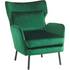 Velvet Wing Back Accent Chair - Single Seat with Pillow
