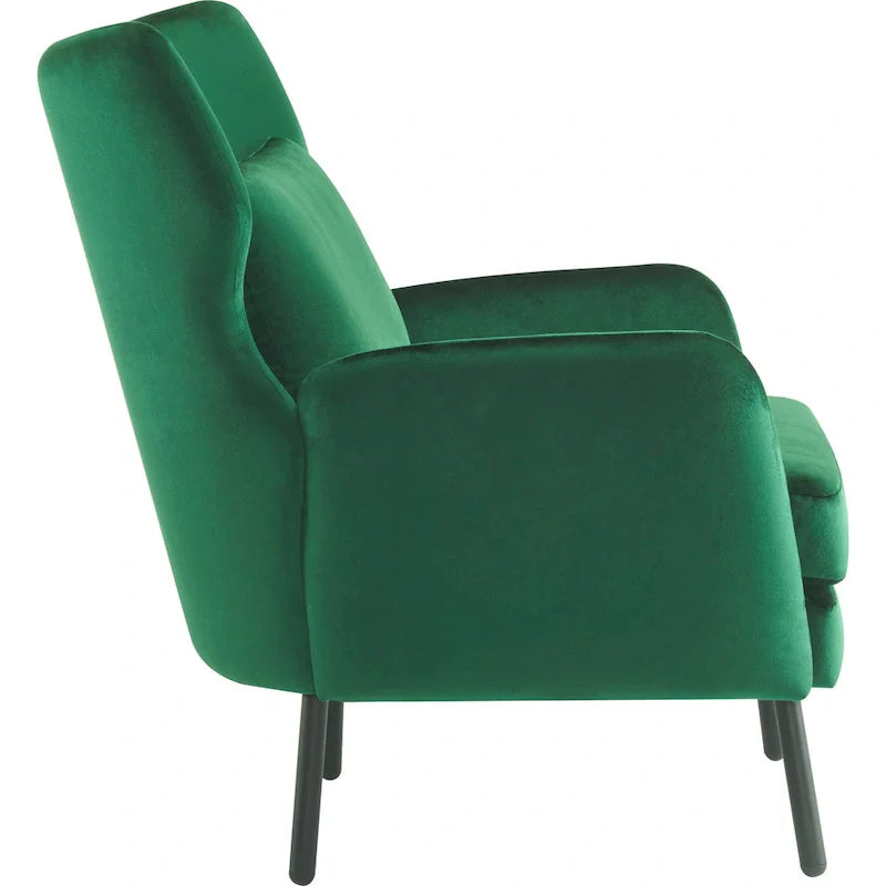 Velvet Wing Back Accent Chair - Single Seat with Pillow