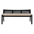 Low Profile Framed Woven Rattan Cane Bench - 52.5 - Black