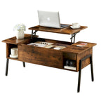 Black / Brown Lift-Top Coffee Table Set for 2–4, with Hidden Storage & 2 Nightstands