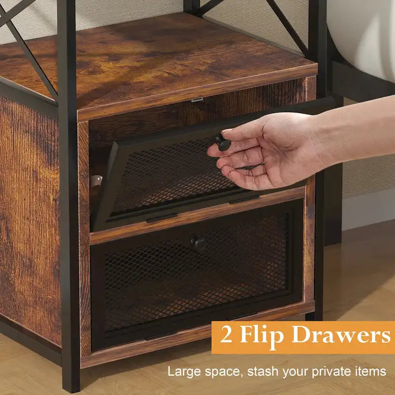 Black / Brown Lift-Top Coffee Table Set for 2–4, with Hidden Storage & 2 Nightstands