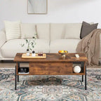 Black / Brown Lift-Top Coffee Table Set for 2–4, with Hidden Storage & 2 Nightstands