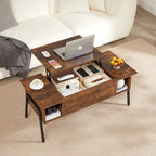 Black / Brown Lift-Top Coffee Table Set for 2–4, with Hidden Storage & 2 Nightstands