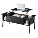 Black / Brown Lift-Top Coffee Table Set for 2–4, with Hidden Storage & 2 Nightstands