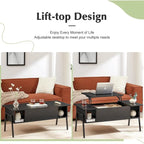 Black / Brown Lift-Top Coffee Table Set for 2–4, with Hidden Storage & 2 Nightstands