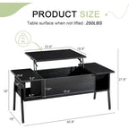 Black / Brown Lift-Top Coffee Table Set for 2–4, with Hidden Storage & 2 Nightstands