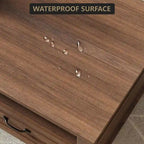 Walnut Coffee Table with Drawers and Open Shelf