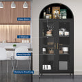 Metal Arched Storage Cabinet with Glass Doors - 73 inch