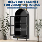 Metal Arched Storage Cabinet with Glass Doors - 73 inch