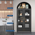 Metal Arched Storage Cabinet with Glass Doors - 73 inch