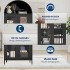 Metal Arched Storage Cabinet with Glass Doors - 73 inch