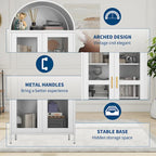 Metal Arched Storage Cabinet with Glass Doors - 73 inch